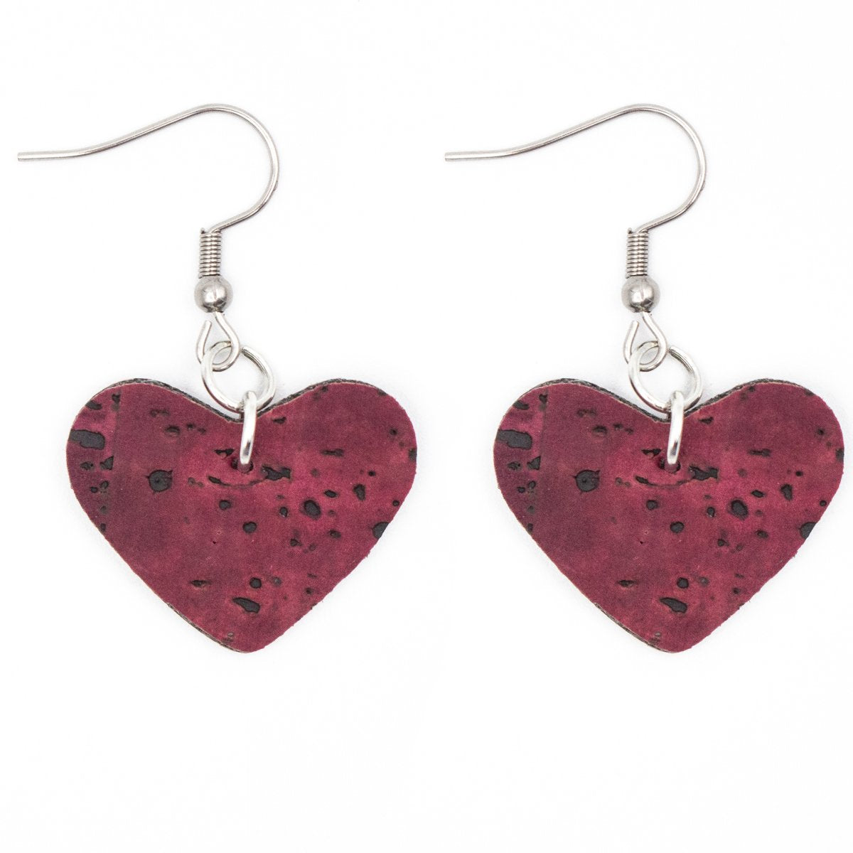 Boucles d'oreilles en liège artisanale vegan coeur