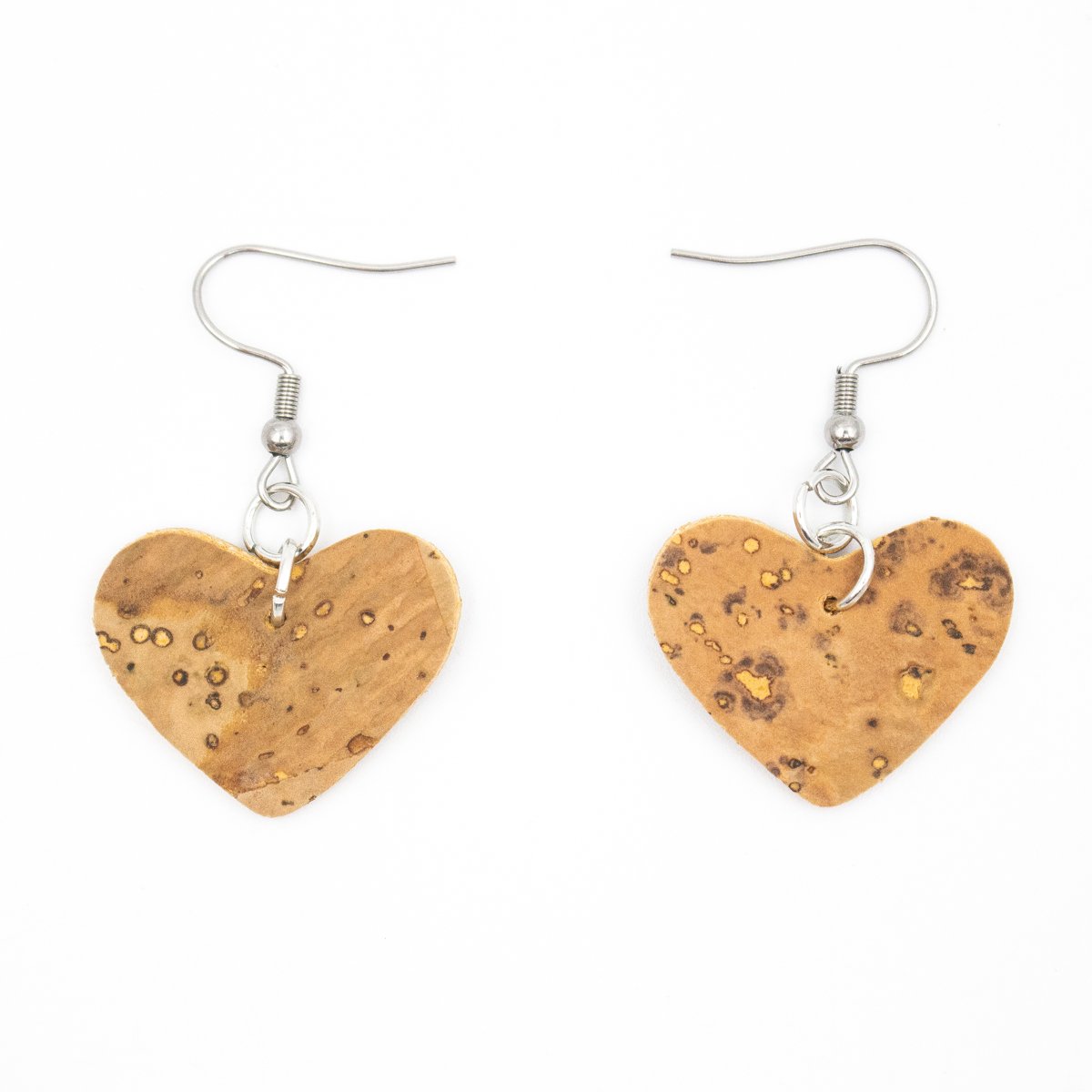 Boucles d'oreilles en liège artisanale vegan coeur